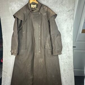 Driza-Bone Brown Waxed Cotton Riding Coat Duster Australian Men Size 40 / XL